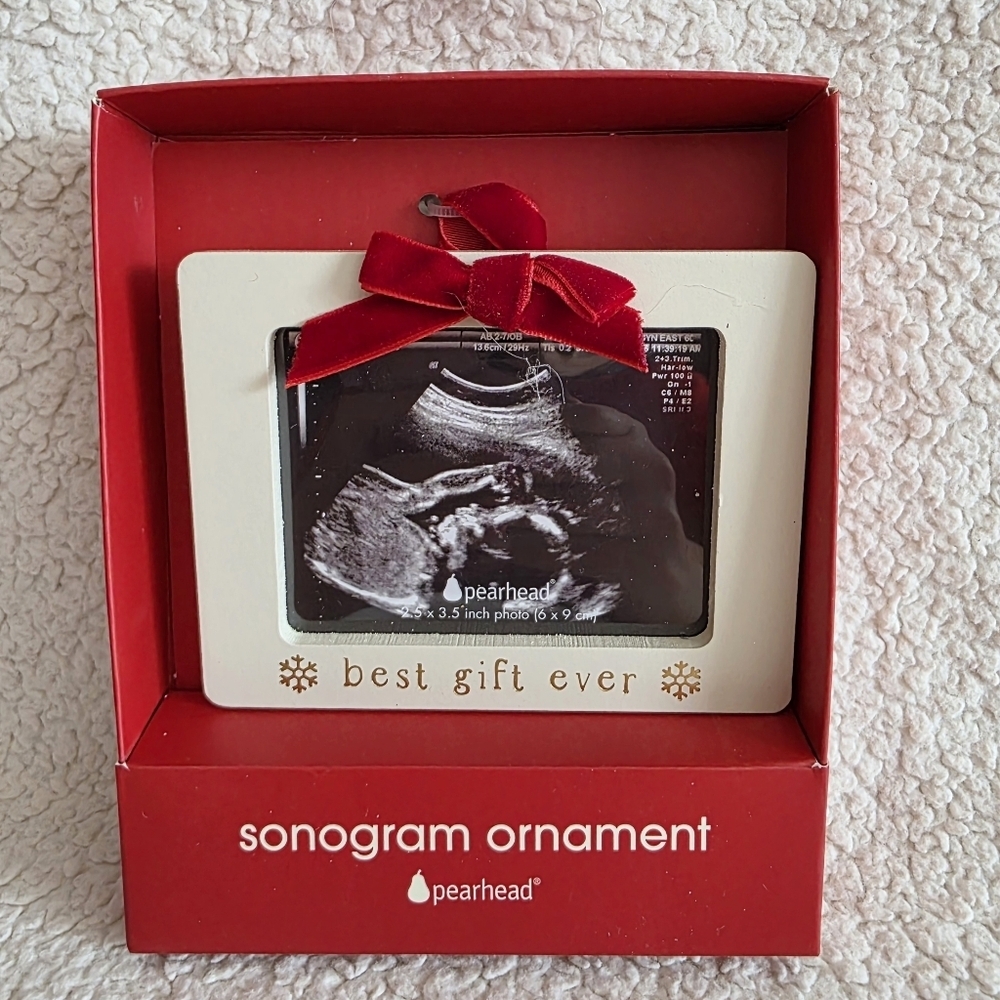 New wooden Pearhead Christmas baby Sonogram Ornament photo frame BEST GIFT EVER